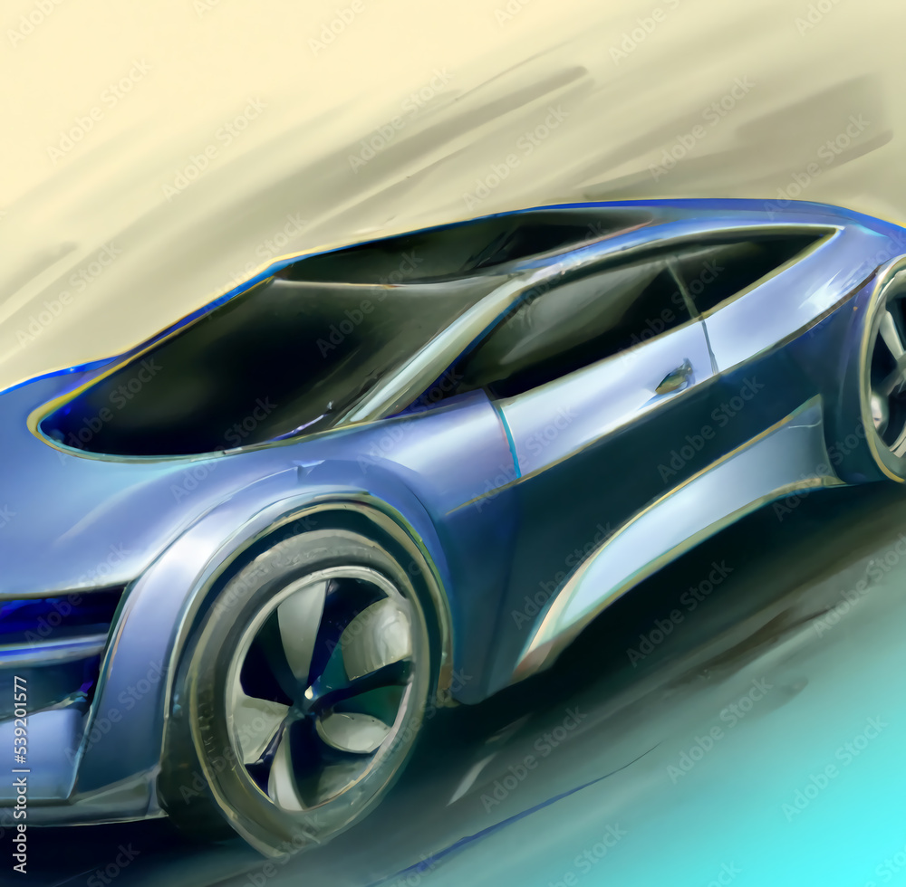 Illustration of a modern, futuristic, car
