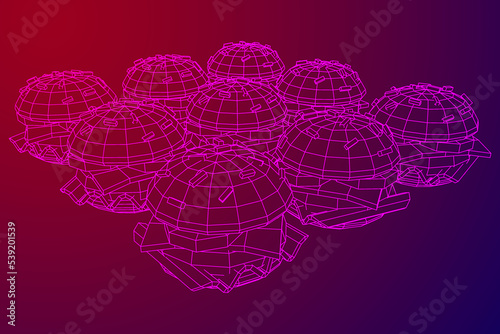 Hamburger or cheeseburger wireframe low poly mesh
