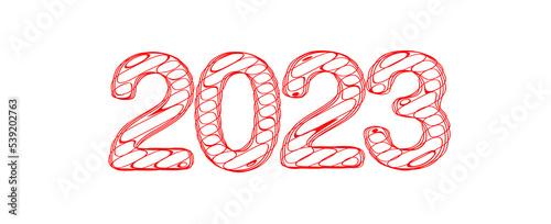 year 2023. 3D illustration numbers isolated white background