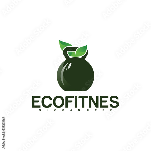 GYM symbol with leaf vector logo design . Creative logo designs. Suitable for business logo, fitness symbol and etc.