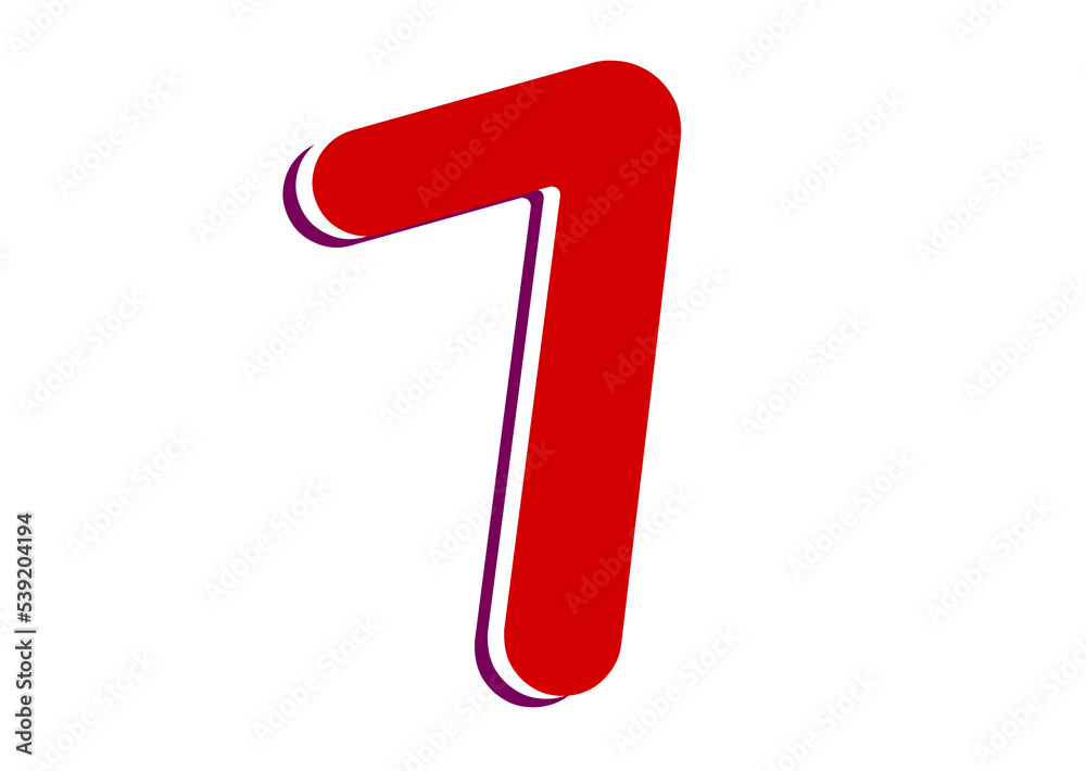 Numbers 7 on White Background. Isolated Easy to Cut. Numbers 7 on White Background. Isolated Easy to Cut.
