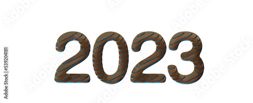 Happy New Year 2023. 3D illustration numbers isolated