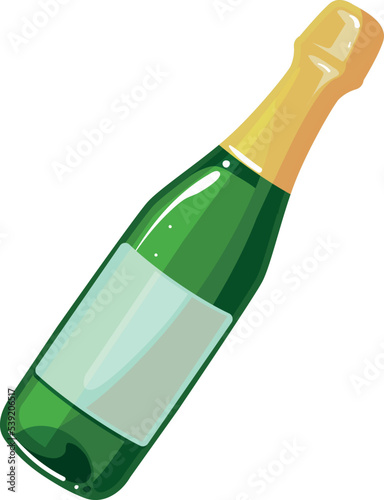 Sparkling wine bottle cartoon icon. Champagne drink
