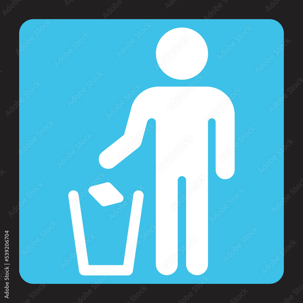 Litter in Bin vector sign design. Isolated Put Litter in Its Place. Person With Trash symbol icon design. Litter in Bin vector sign design. Isolated Put Litter in Its Place. Person With Trash symbol icon design.
