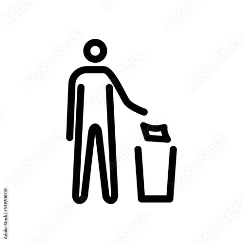 Litter in Bin vector sign design. Isolated Put Litter in Its Place. Person With Trash symbol icon design.