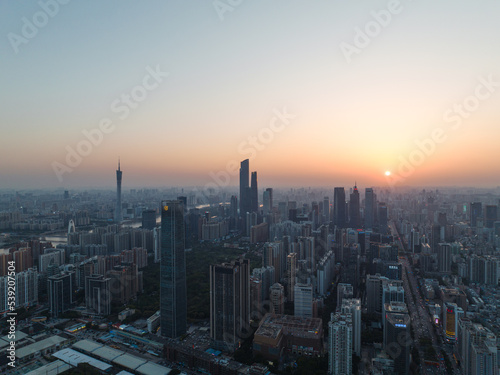 Sunset view of the center of Guangzhou