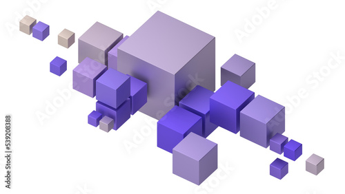 Purple cubes  3d render
