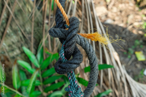 Details of big and small ropes with knotted knots