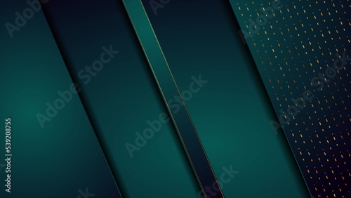 Dark blue and golden abstract tech geometric background
