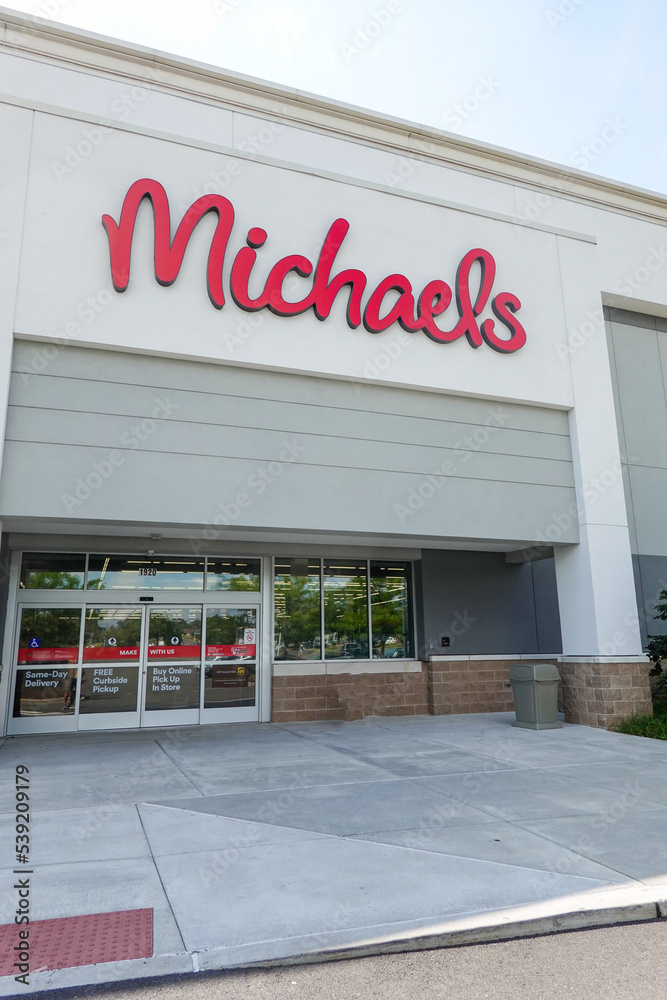 Front entrance to a Michael's craft store. Michael's is a