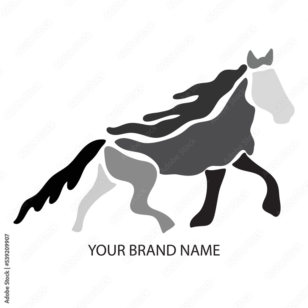 Fototapeta premium Abstract Hand Drawing Geometric Line Drawing Horse Logo Vector Pattern Isolated Background