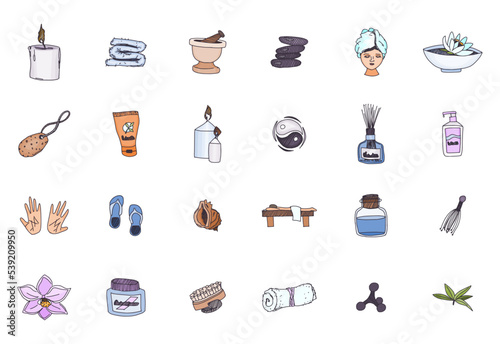 a large selection of colorful doodles spa massage