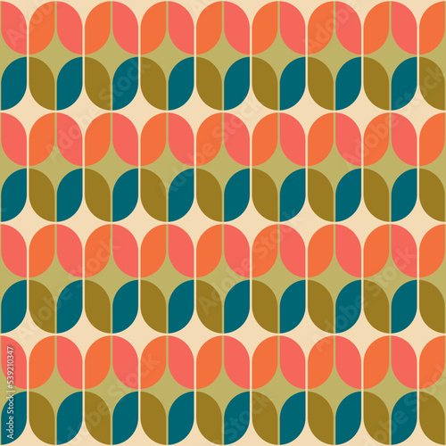 Aesthetic mid century printable seamless pattern with retro design