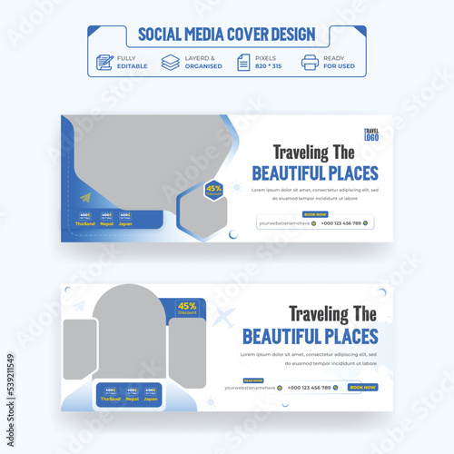 Travel Holiday agency facebook cover or social media tour vacations facebook timeline design