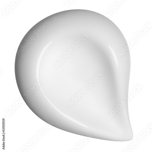 White cream texture. Smear or stroke of cosmetic cream isolated on white background. Isolated drop of balm, soap gel. Skin care. Cosmetics CC BB makeup swatch. Mockup for product. Close up, top view.