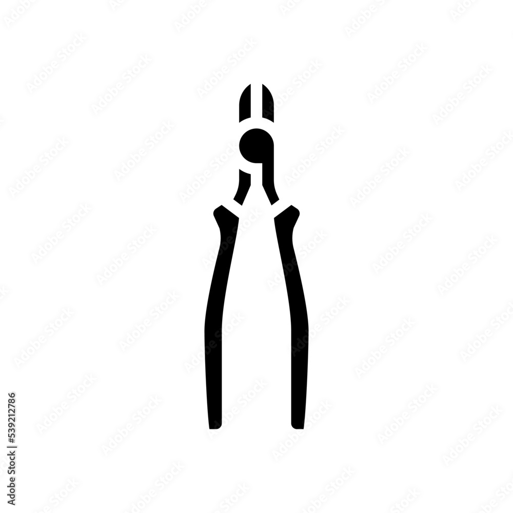 diagonal pliers glyph icon vector. diagonal pliers sign. isolated symbol illustration