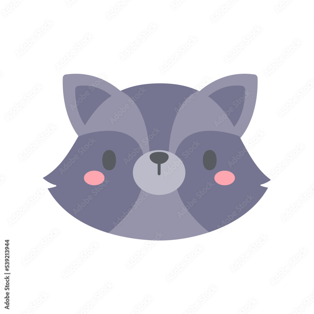 Raccoon vector. cute animal face design for kids Raccoon vector. cute animal face design for kids