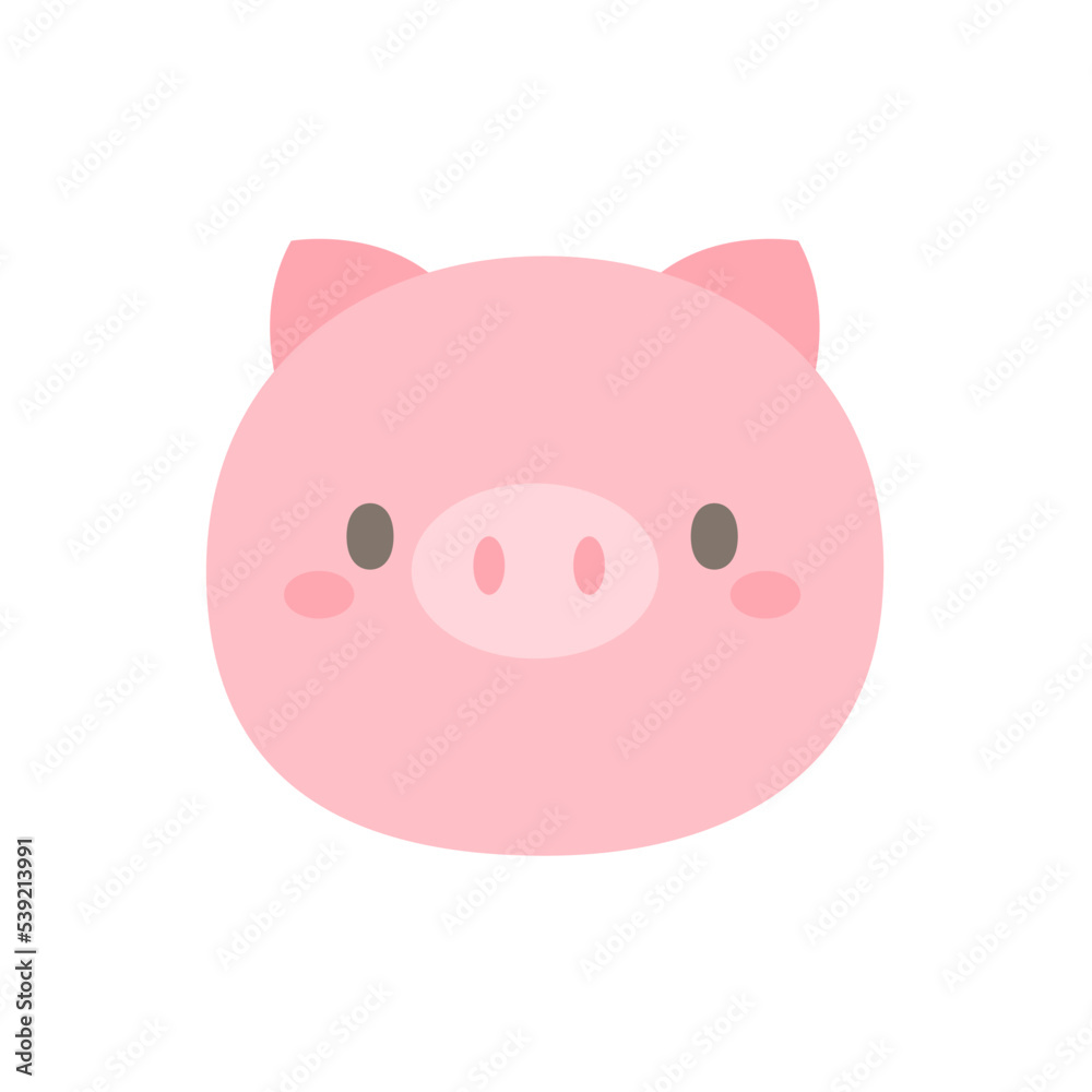 Piglet vector. cute animal face design for kids