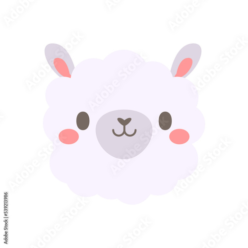 Vector alpaca. cute animal face design for kids