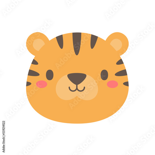 Tiger vector. cute animal face design for kids