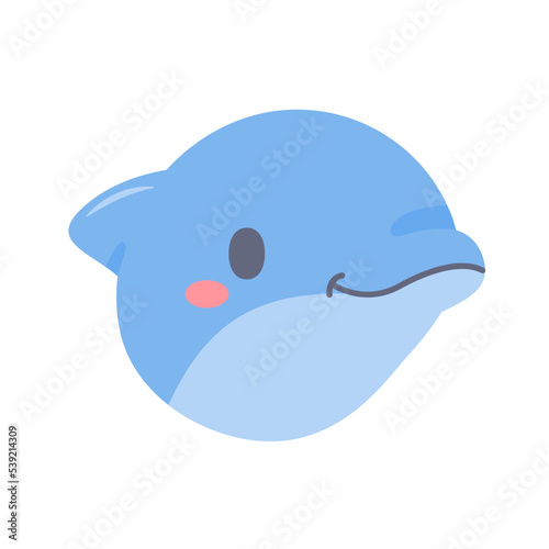 Dolphin vector. cute animal face design for kids
