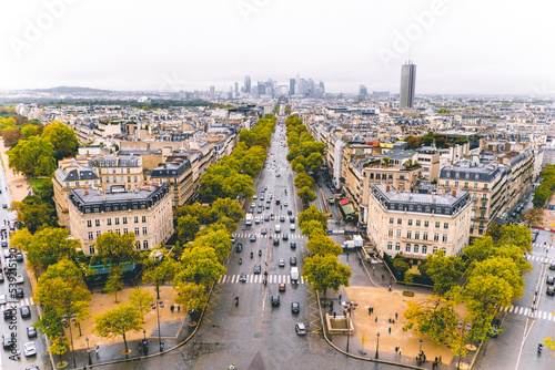 The Champs-Elysees in Paris birds eye view
