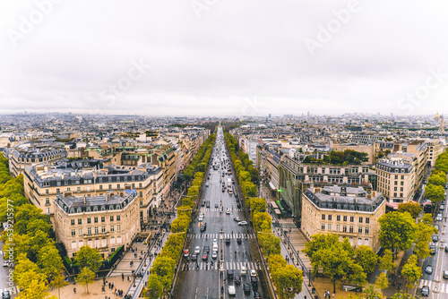 The Champs-Elysees in Paris birds eye view