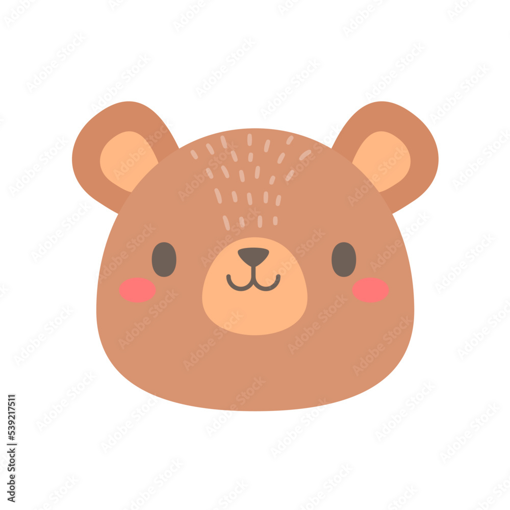 Bear vector. Cute animal face. design for kids Bear vector. Cute animal face. design for kids