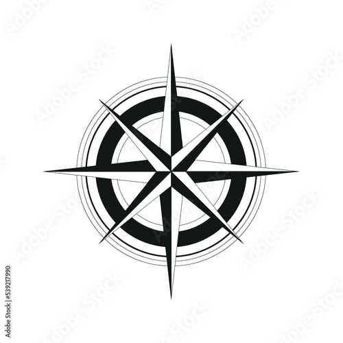 black and white compass rose