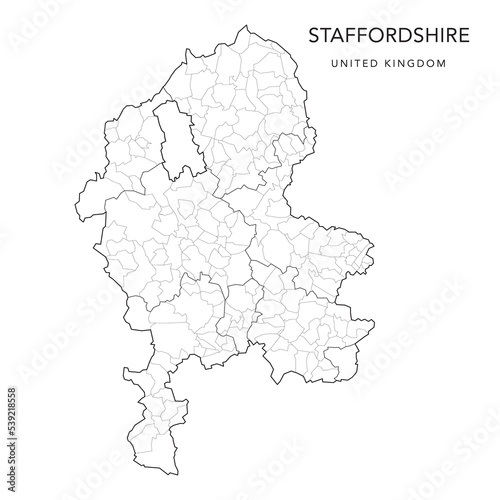 Administrative Map of Staffordshire with Counties  Districts and Civil Parishes as of 2022 - United Kingdom  England - Vector Map