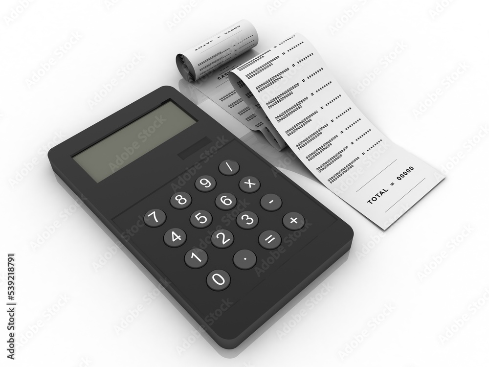 3d rendering Calculator with bill 3d rendering Calculator with bill