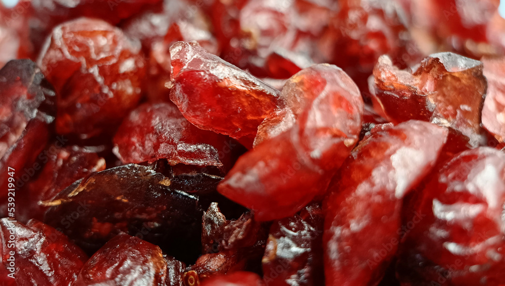 close up of dried cranberries, macro shot close up of dried cranberries, macro shot
