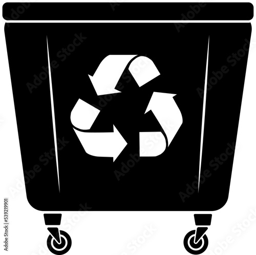 Vector image (icon, symbol) of a garbage container with the emblem of recycling