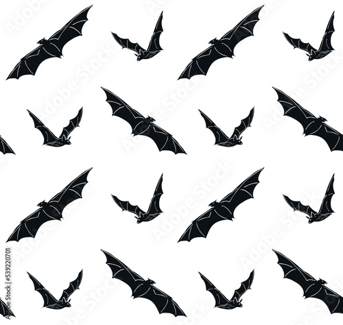 Vector seamless pattern of hand drawn sketch doodle black bat isolated on white background