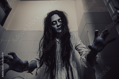 Bild auf Leinwand Portrait of asian woman make up ghost,Scary horror scene for background,Hallowee