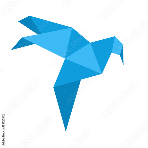 Origami paper bird in a flat style isolated on white. Art of paper folding.Japan origami crane. Paper figure pigeon or dove. Vector illustration