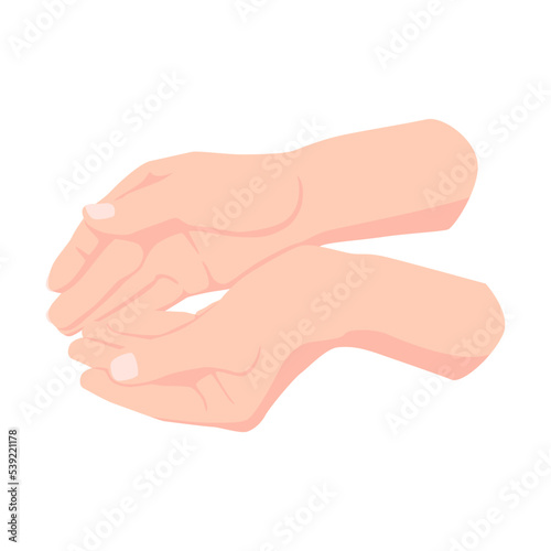 Hand hygiene vector illustration. Person washing hands with soap isolated on white background. Health, hygiene, infection