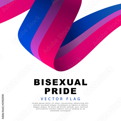 Bisexual pride flag ribbon. sexual identification. Colorful logo of one of the LGBT flags. Vector illustration photo