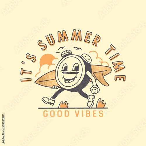 mascot illustration surf graphic time design summer vintage t shirt