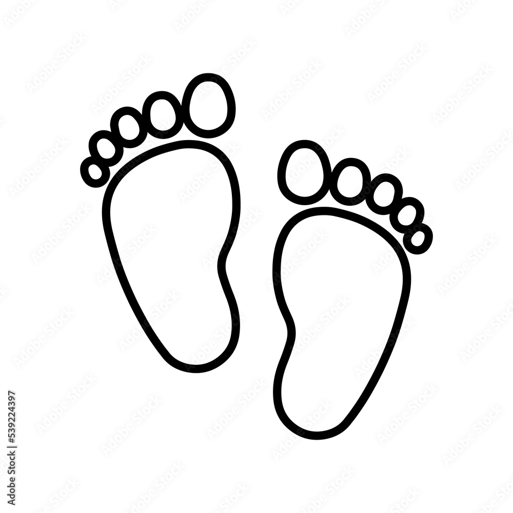 Isolated baby foot legs outline Isolated baby foot legs outline