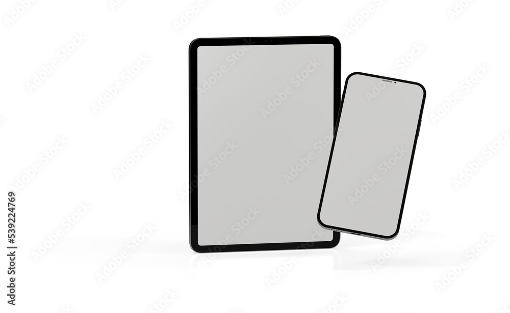 Photo Black tablet computer and smartphone with blank 3d Photo Black tablet computer and smartphone with blank 3d