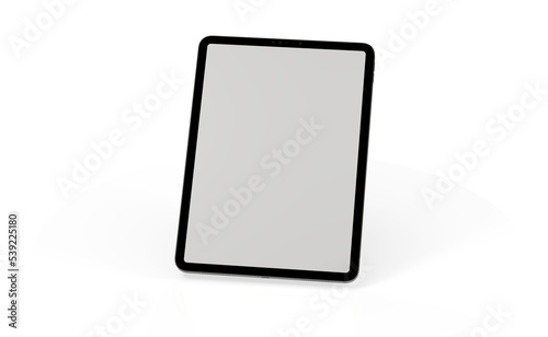 Blank screen realistic tablet frame, rotated position, side view, top view. The tablet is at different angles. Layout of a universal set of devices