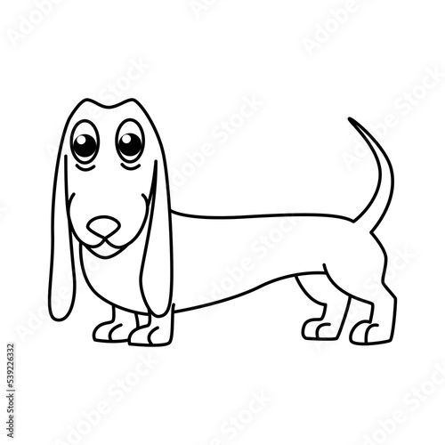 Cute dog cartoon characters vector illustration. For kids coloring book.