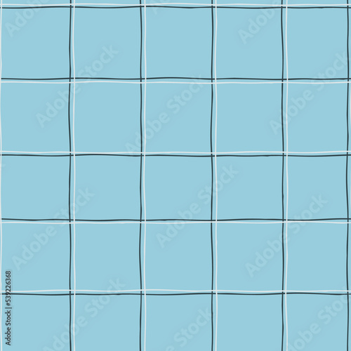 Seamless checkered repeating pattern with hand drawn grid. blue plaid background for wrapping paper  surface design and other design projects