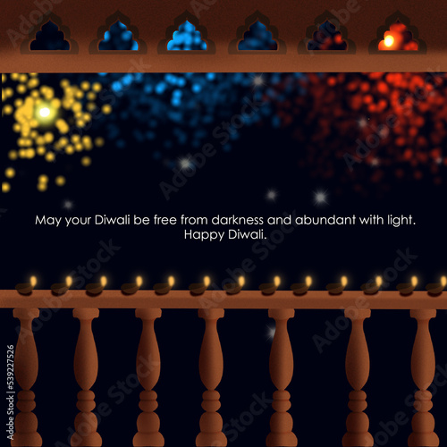 Celebrating Diwali with Lights, lamps, rangoli, colors, crackers,