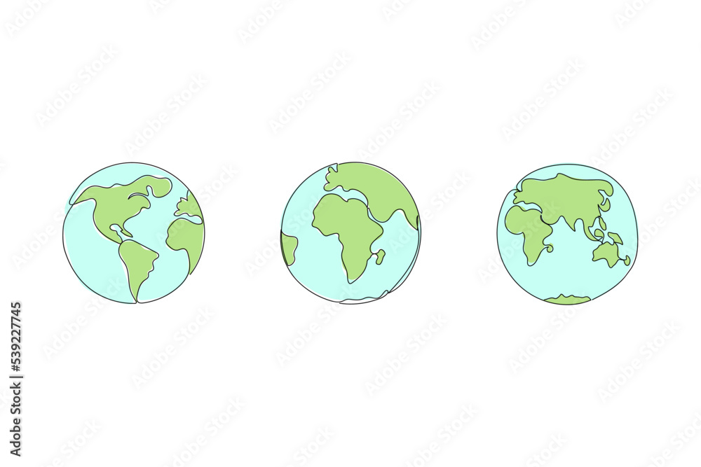 Earth collection. World vector illustration set. Green day.