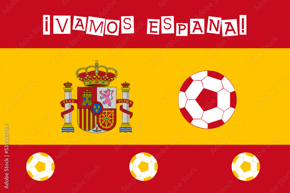 Let's go Spain written in Spanish in white on the flag of Spain