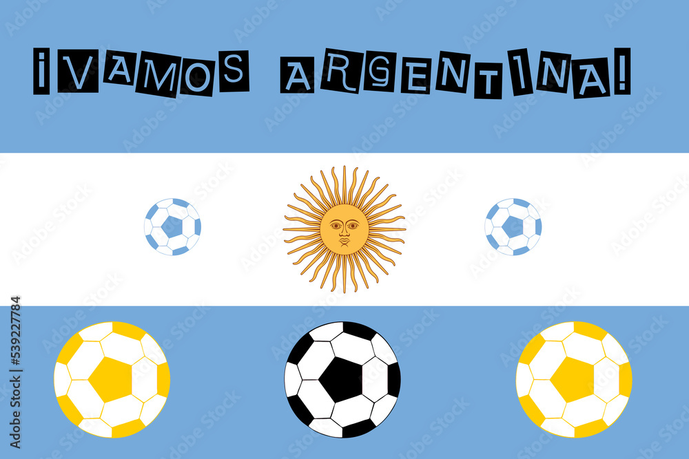 Let's go Argentina written in spanish in black on the flag of Argentina