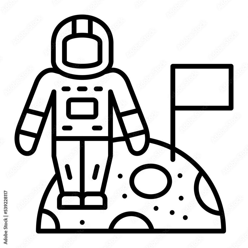 Moon Landing Line Icon Moon Landing Line Icon