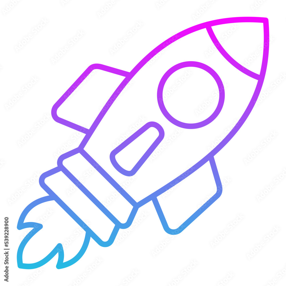 Rocket Line Gradient Icon